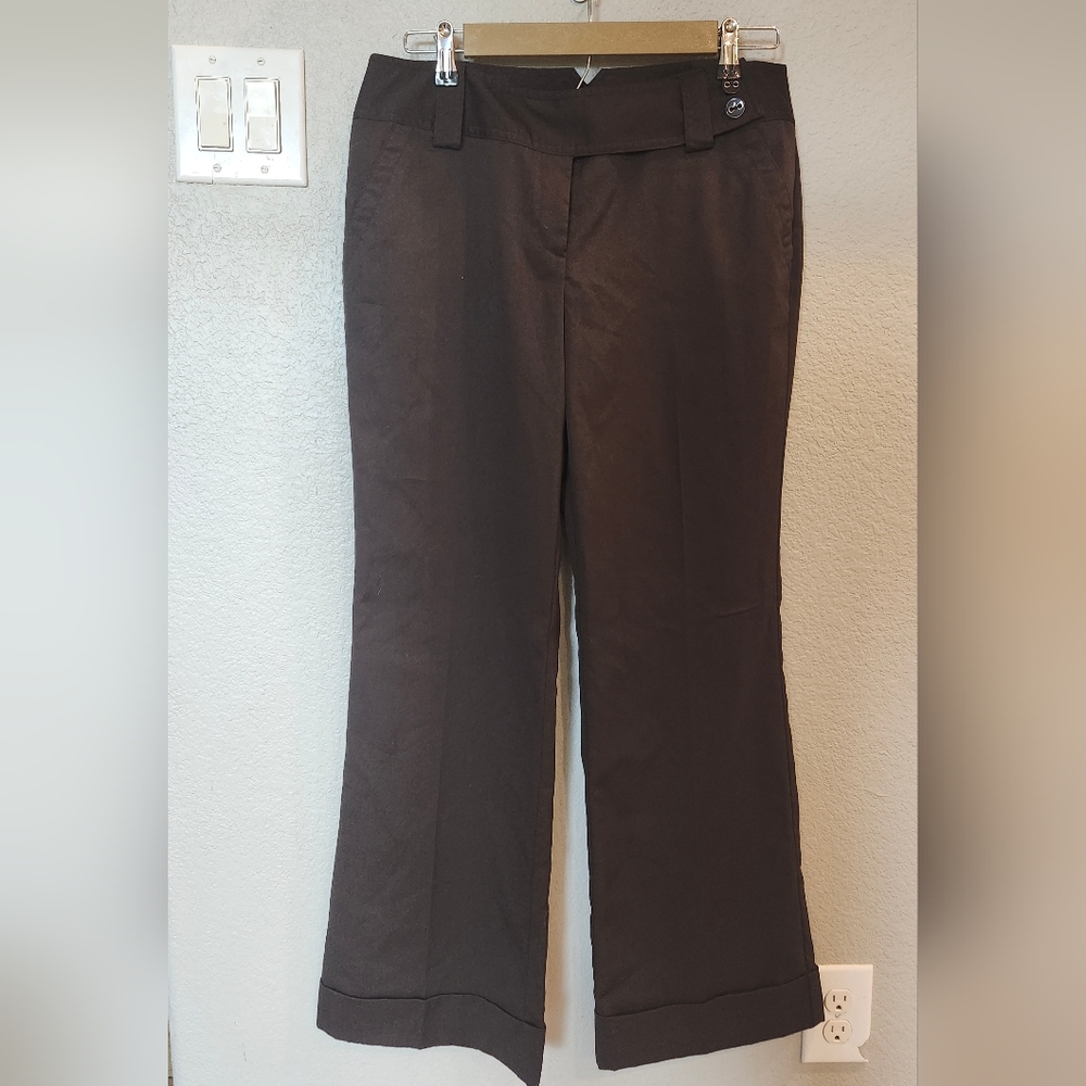 Vintage Y2K Chocolate Brown 70s Style Wide Leg Juniors Career Pants Sz 11